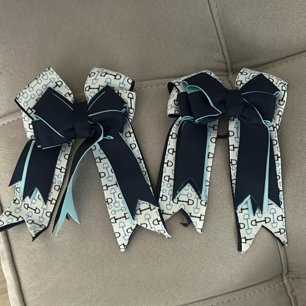 2 bows with hair ties attached